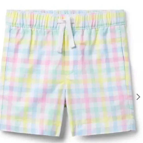 Janie and Jack Pastel Gingham Drawstring Shorts - Pink, Blue, Yellow, Green NWOT - Picture 2 of 7